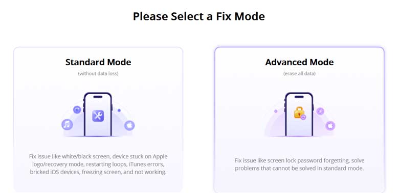 Advance Mode to Fix iOS - iMyFone D-Back