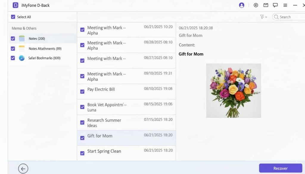View Notes from iTunes backup - iMyFone D-Back