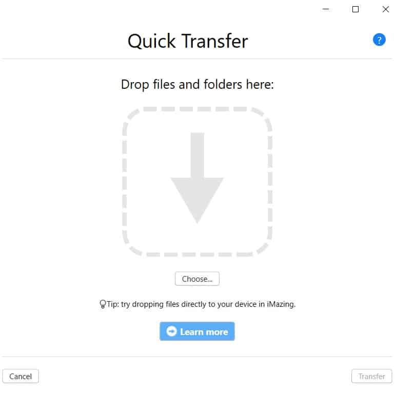 iMazing quick transfer - free feature