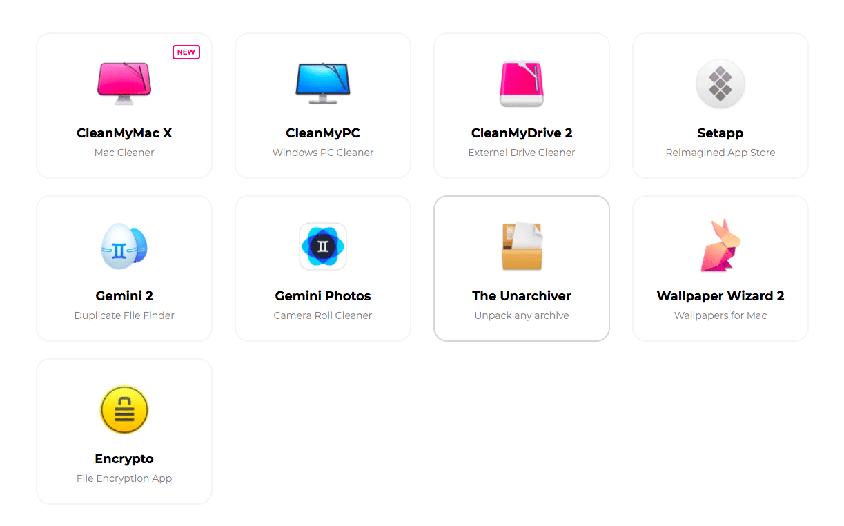 MacPaw products include CleanMyMac X and The Unarchiver