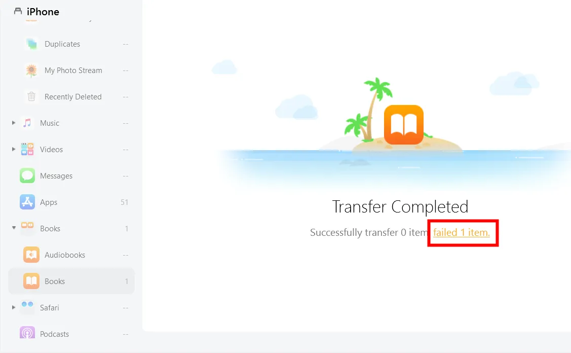 Transfer large pdf file failed - AnyTrans