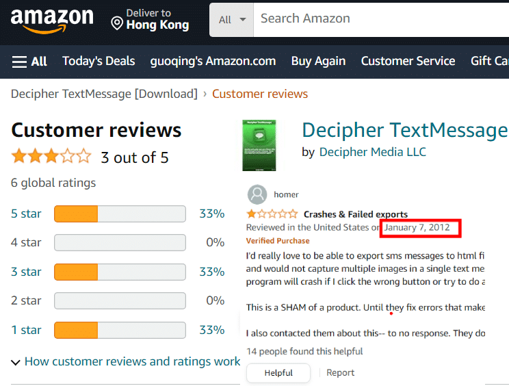 Decipher TextMessage Amazon reivews