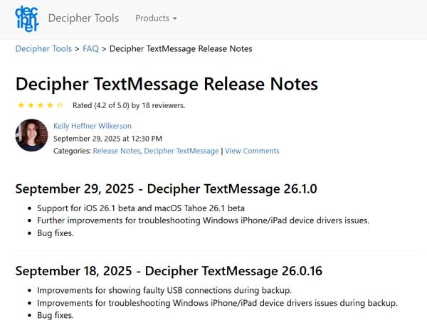 Decipher TextMessages Update Note - Now supports the latest iOS 26