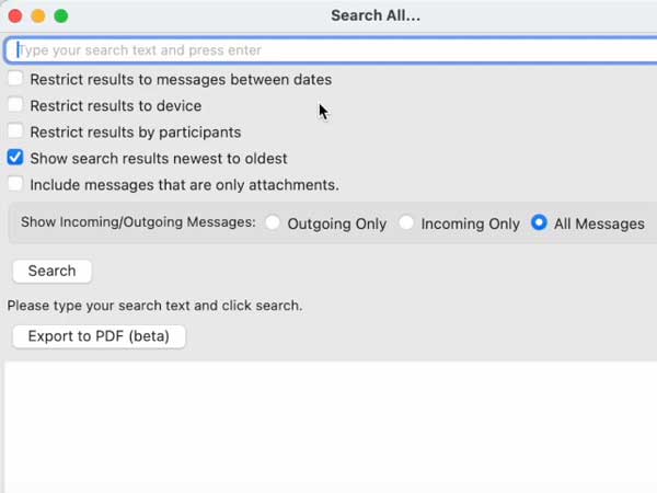 Decipher TextMessage's advanced search