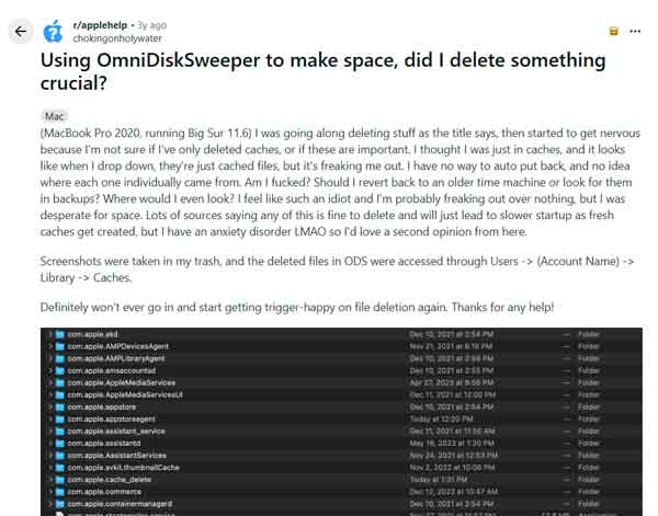 Historia de usuario sobre borrado accidental por malinterpretar archivos